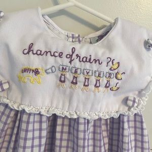 baby girl LSU smock dress with embroidered bib